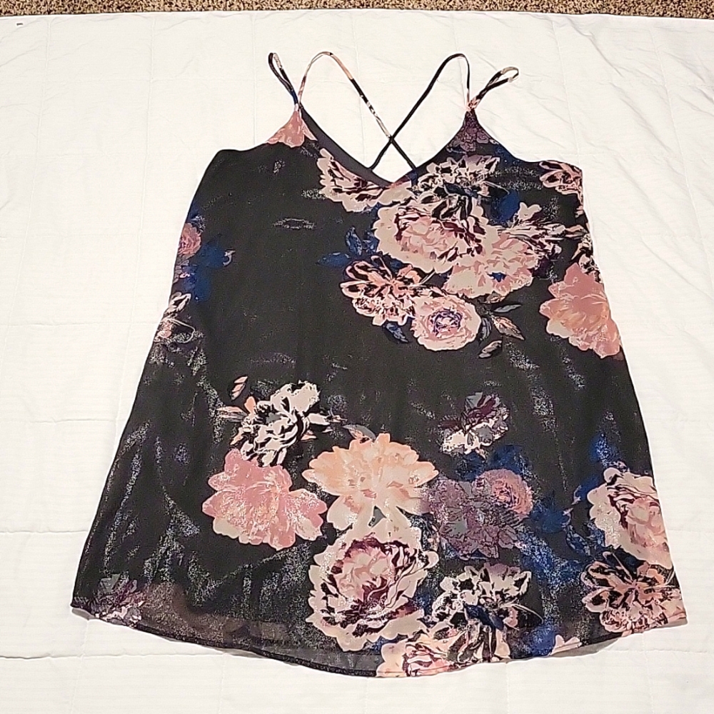 Shimmery Gray pink flowery  Flowy dress